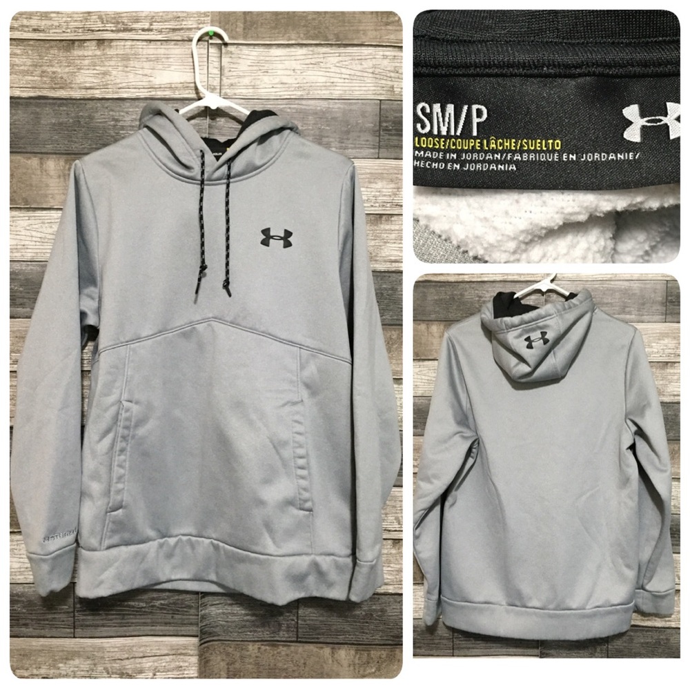 Under Armour Loose Hoodie Sweatshirt Men’s S Gray Pullover Storm 1
